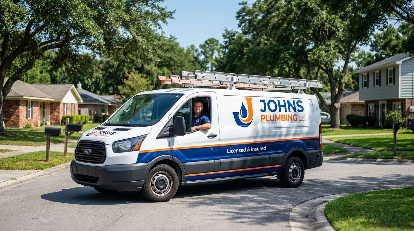 Johns Plumbing LLC service van in New Ipswich, NH