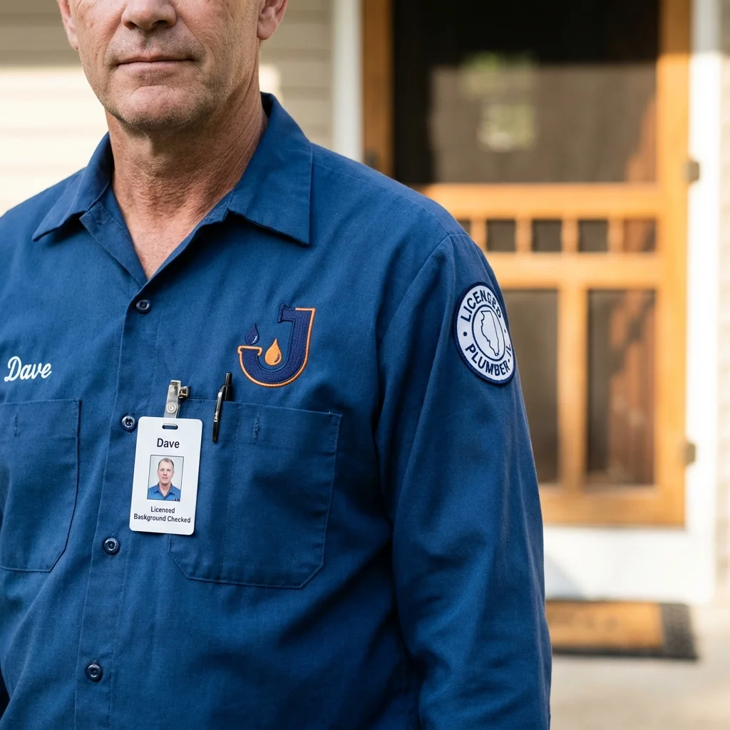 Licensed plumber showing ID badge in New Ipswich, NH