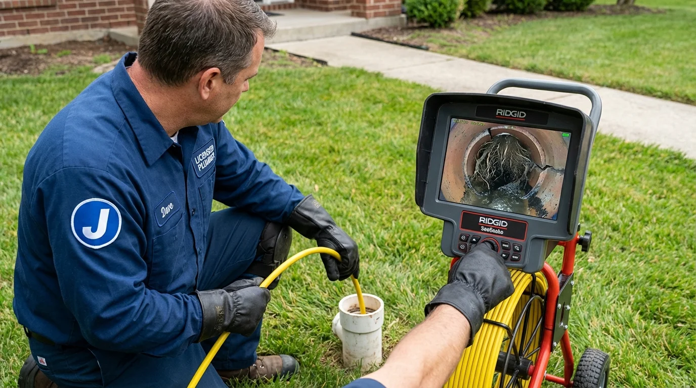 Sewer camera inspection being performed by Johns Plumbing LLC in New Ipswich